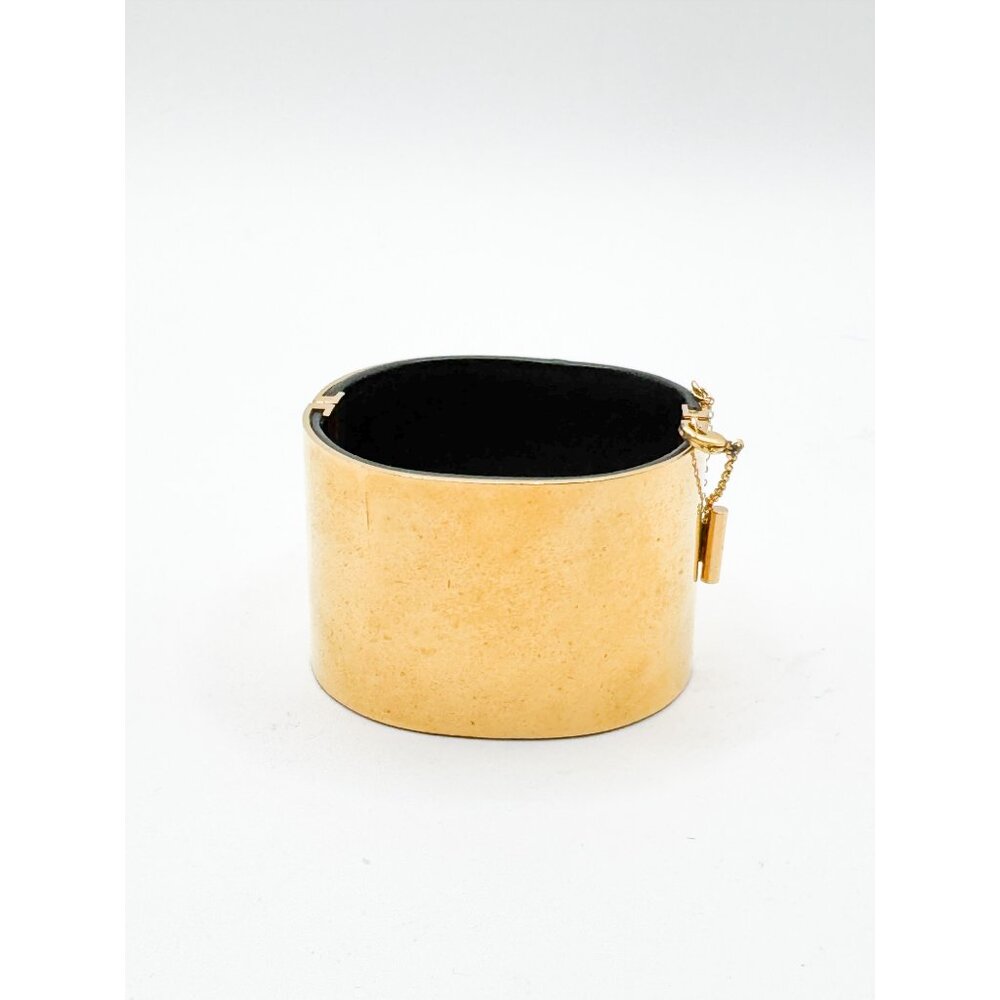 Celine Phoebe Philo Leather Manchette Hinged Bangle Bracelet Size M Italy Pouch - Picture 10 of 13